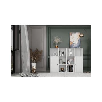 Nettrends KTP-1098-Ç Beyaz 130 cm 2 Kapaklı Raflı Kitaplık