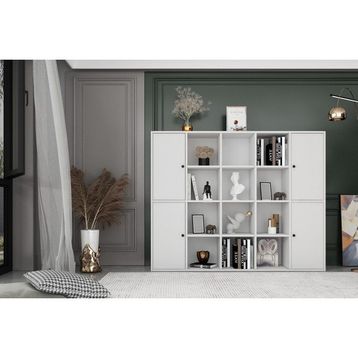 Nettrends KTP-1143-Ç Beyaz 160 cm 4 Kapaklı Raflı Kitaplık
