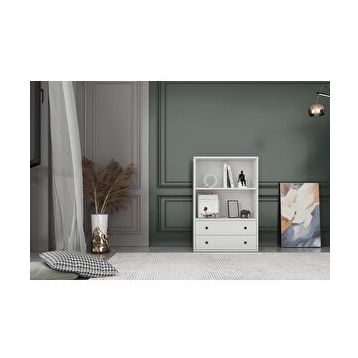 Nettrends KTP-1162-Ç Beyaz 65 cm Çekmeceli Raflı Kitaplık