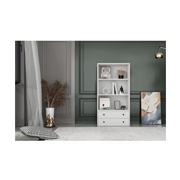 Nettrends KTP-1166-Ç Beyaz 65 cm Çekmeceli Raflı Kitaplık
