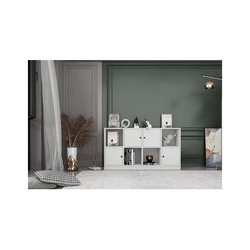 Nettrends KTP-1179-Ç Beyaz 130 cm 4 Kapaklı Raflı Kitaplık