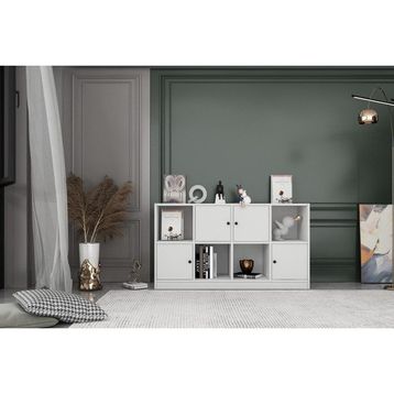 Nettrends KTP-1179-Ç Beyaz 130 cm 4 Kapaklı Raflı Kitaplık
