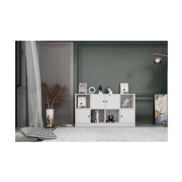 Nettrends KTP-1179-Ç Beyaz 130 cm 4 Kapaklı Raflı Kitaplık
