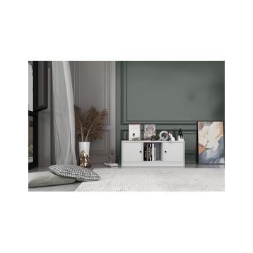 Nettrends KTP-1202-Ç 97 cm Beyaz 2 Kapaklı Raflı Kitaplık