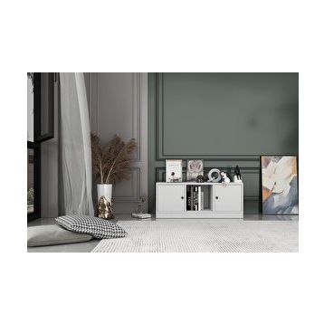 Nettrends KTP-1202-Ç 97 cm Beyaz 2 Kapaklı Raflı Kitaplık