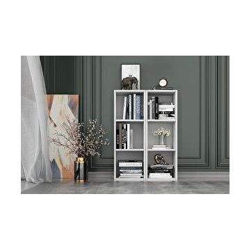 Nettrends KTP-1218 Beyaz 67 cm 6 Raflı Kitaplık