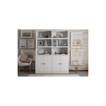 Nettrends KTP-1291-Ç Beyaz 130 cm 4 Kapaklı Raflı Kitaplık