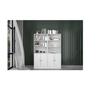 Nettrends KTP-1291-Ç Beyaz 130 cm 4 Kapaklı Raflı Kitaplık