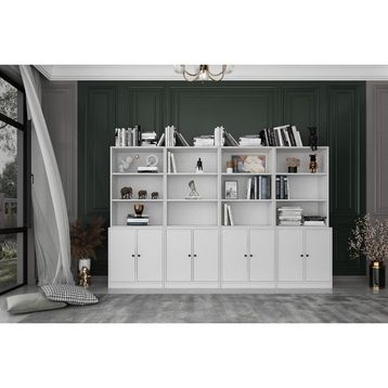 Nettrends KTP-1361-Ç 260 cm Beyaz 8 Kapaklı Raflı Kitaplık