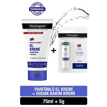 Neutrogena 75 ml Parfümlü El Kremi + 5 gr SPF 20 Dudak Bakım Kremi