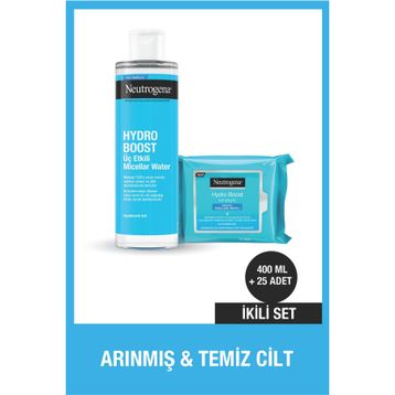 Neutrogena Hydro Boost Micellar Water 2x400 ml Makyaj Temizleme Suyu + 25'li Makyaj Temizleme Mendili