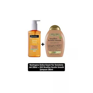 Neutrogena Sivilce Karşıtı 200 ml Günlük Yüz Temizleme Jeli + Ogx Keratin Smooth 3 Sülfatsız Şampuan