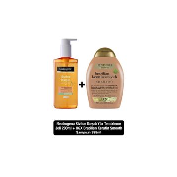 Neutrogena Sivilce Karşıtı 200 ml Günlük Yüz Temizleme Jeli + Ogx Keratin Smooth 3 Sülfatsız Şampuan