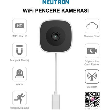 Neutron NTL-IP15GS-3MP Full HD Gece Görüşlü Wi-Fi Pencere Güvenlik Kamerası