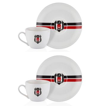 Neva 2'li Beşiktaş Lisanslı Çizgili Çay Fincan Takımı
