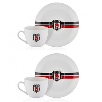 Neva 2'li Beşiktaş Lisanslı Çizgili Çay Fincan Takımı