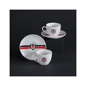 Neva 2'li Beşiktaş Lisanslı Çizgili Çay Fincan Takımı