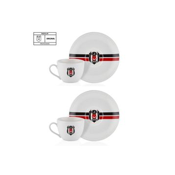 Neva 2'li Beşiktaş Lisanslı Çizgili Çay Fincan Takımı