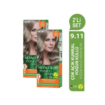 Neva Color Natural Colors 9.11 Çok Açık Kumral Yoğun Küllü Kalıcı Krem 2 Adet Saç Boyası