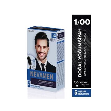 Neva Men 1/00 Natural Intense Black Doğal Yoğun Siyah Amonyaksız Krem Saç Boyası