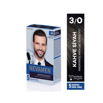 Neva Men 3/0 Natural Black Brown Kahve Siyah Amonyaksız Krem Saç Boyası