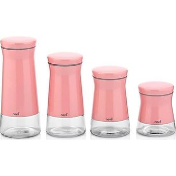 Neva N2396 Pembe 4'lü Cam Kavanoz Seti