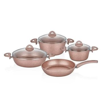 Neva N3015 Rose Chocolate Mercek 7 Parça Granit Tencere Set