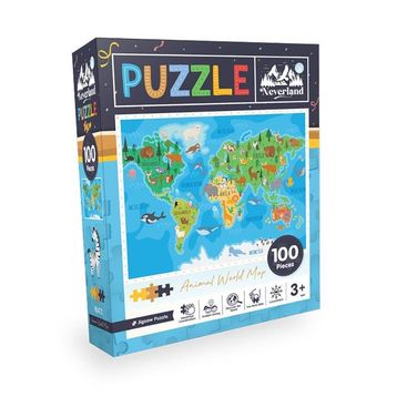 Neverland Jigsaw Animal World Map 100 Pieces Hayvan Dünya Haritası Puzzle