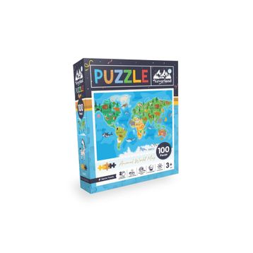 Neverland Jigsaw Animal World Map 100 Pieces Hayvan Dünya Haritası Puzzle