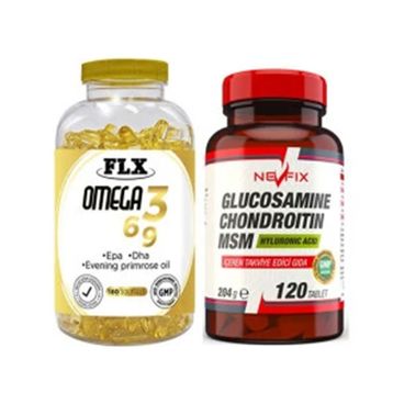 Nevfix Glucosamine Chondroitin Msm 120 Tablet + Flx Omega 3-6-9 Balık Yağı 180 Kapsül