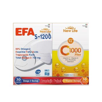 New Life C 1000 Plus 30 Tablet + Efa S-1200 30 Kapsül