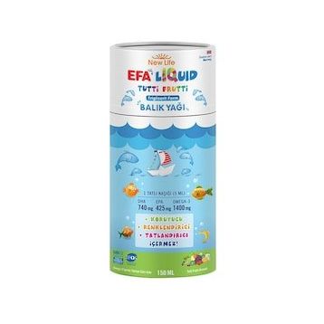New Life Efa Liquid Omega 3 Tutti Frutti Aromalı 2x150 ml Şurup Balık Yağı
