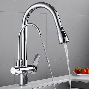 Newarc 150589SP Arıtma Su Girişli Spiralli Krom Evye Bataryası
