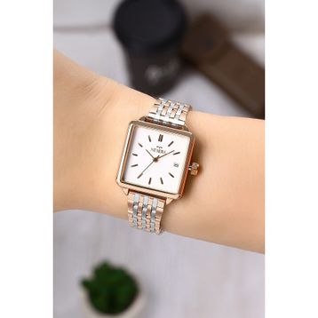 Newera Watch Nww00004 Metal Kordon Takvimli Kare Kadın Kol Saati