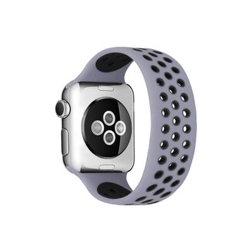 Newface Apple Watch 38 mm Siyah Gri Ayarlı Delikli Silikon Kordon