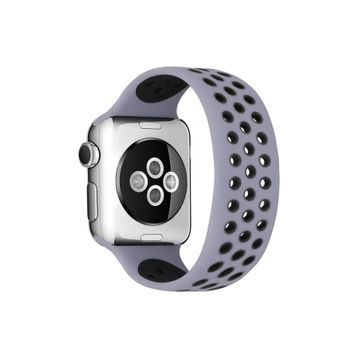 Newface Apple Watch 38 mm Siyah Gri Ayarlı Delikli Silikon Kordon