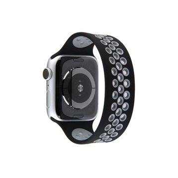 Newface Apple Watch 38 mm Siyah Gri Ayarlı Delikli Silikon Kordon