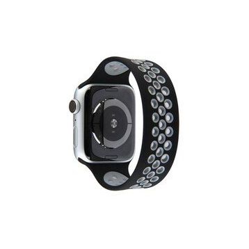 Newface Apple Watch 42 mm Siyah Gri Ayarlı Delikli Silikon Kordon