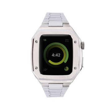 Newface Apple Watch 45 mm Gümüş Metal Petek Kasalı Kordon