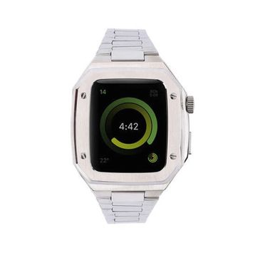Newface Apple Watch 45 mm Gümüş Metal Petek Kasalı Kordon