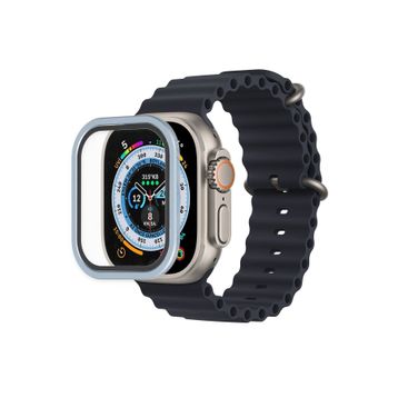 Newface Apple Watch Ultra 49 mm Mavi Alüminyum Kasa Cam Ekran Koruyucu