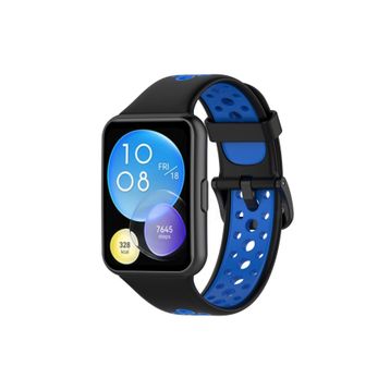 Newface Huawei Watch Fit 2 Spor Siyah Mavi Delikli Kordon
