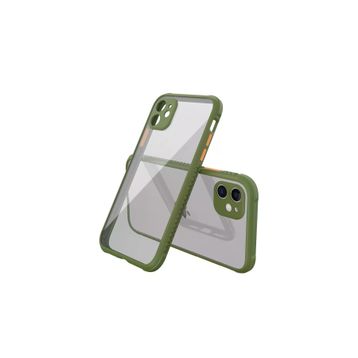Newface iPhone 12 Mini Miami Şeffaf Silikon Koyu Yeşil Cep Telefonu Kılıfı