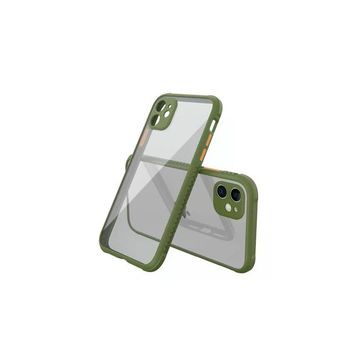 Newface iPhone 12 Mini Miami Şeffaf Silikon Koyu Yeşil Cep Telefonu Kılıfı