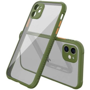 Newface iPhone 12 Mini Miami Şeffaf Silikon Koyu Yeşil Cep Telefonu Kılıfı