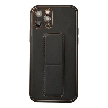 Newface iPhone 12 Pro Kılıf Coco Deri Standlı Kapak Siyah Cep Telefonu Kılıfı