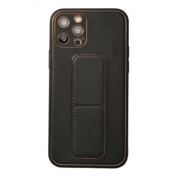 Newface iPhone 12 Pro Kılıf Coco Deri Standlı Kapak Siyah Cep Telefonu Kılıfı