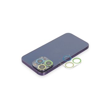 Newface iPhone 12 Pro Max Renkli Yeşil-Sarı Kamera Lens Koruma Cam
