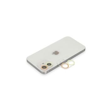 Newface iPhone 12 Renkli Sarı-Turuncu Kamera Lens Koruma Cam