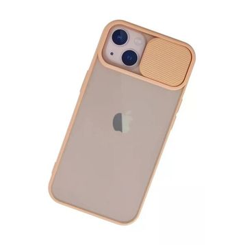 Newface iPhone 13 Palm Buzlu Kamera Sürgülü Silikon Pembe Cep Telefonu Kılıfı